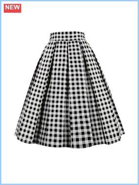 Pleated Vintage A-Line Midi Skirt High Waist Retro Swing Skirt